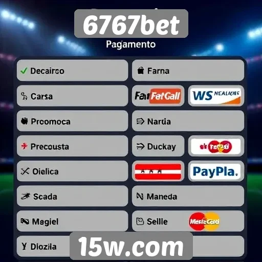Variedade de métodos de pagamento disponíveis no 6767bet